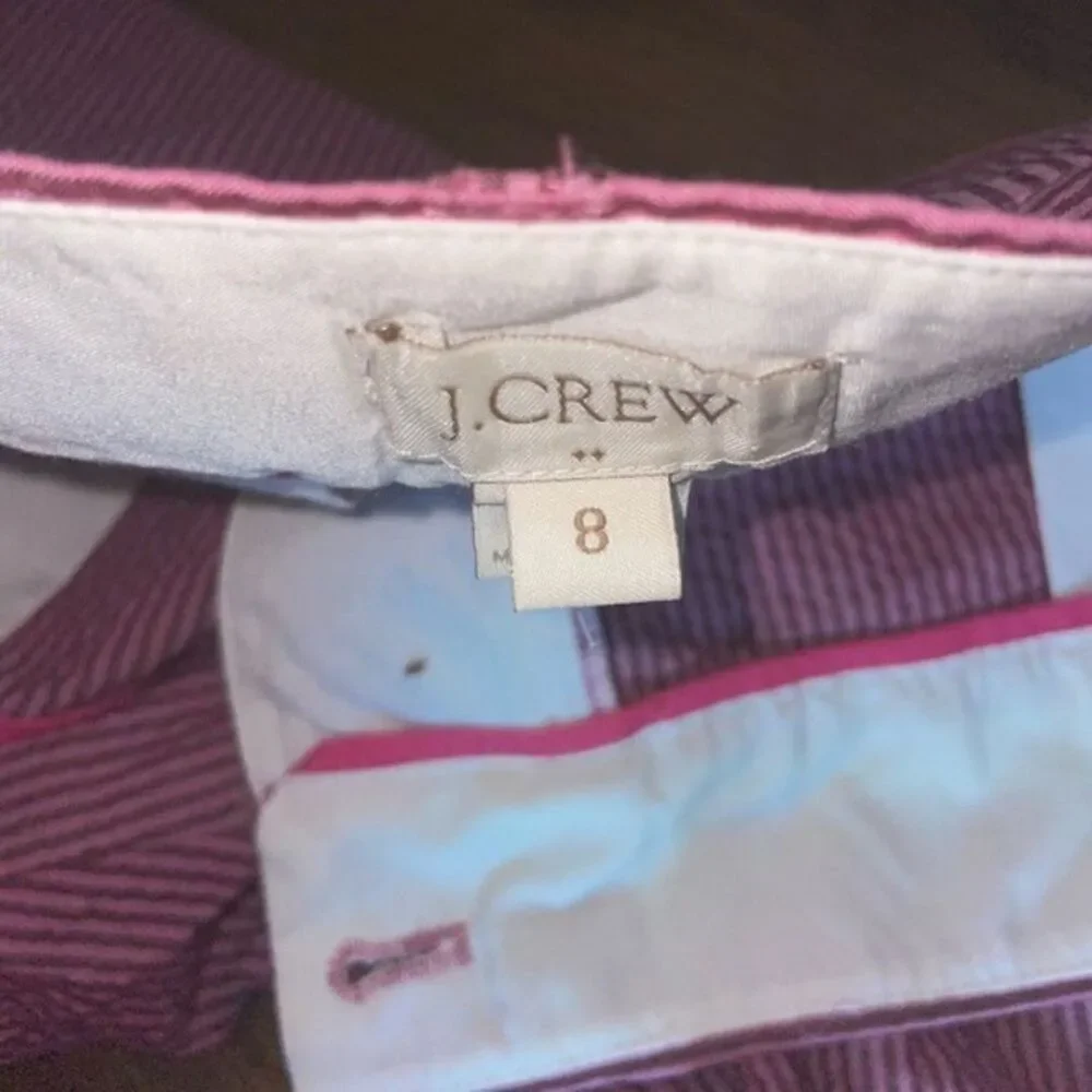 J. Crew Factory Pink Brown Seersucker Stripe Chino Shorts size 8 pocket preppy - Picture 6 of 12